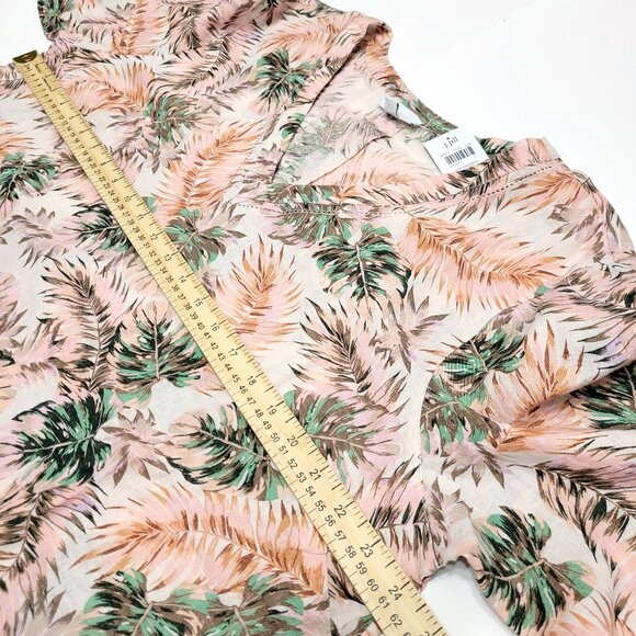 NWT J Jill Love Linen Women V-Neck Flounced Long Sleeve Tunic Size XL Palm Print - Picture 6 of 11